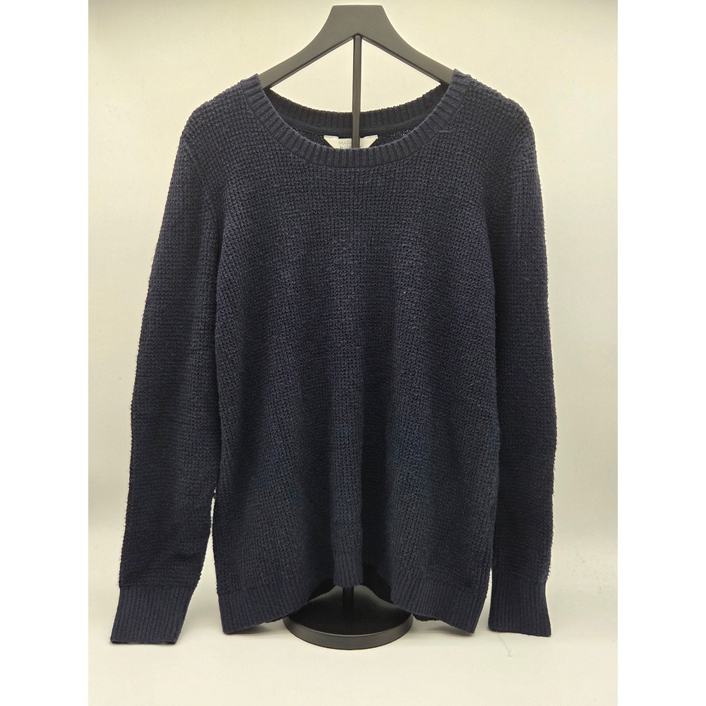 Market & Spruce Women's Navy Textured Knit Crewneck Sweater XL 101-823